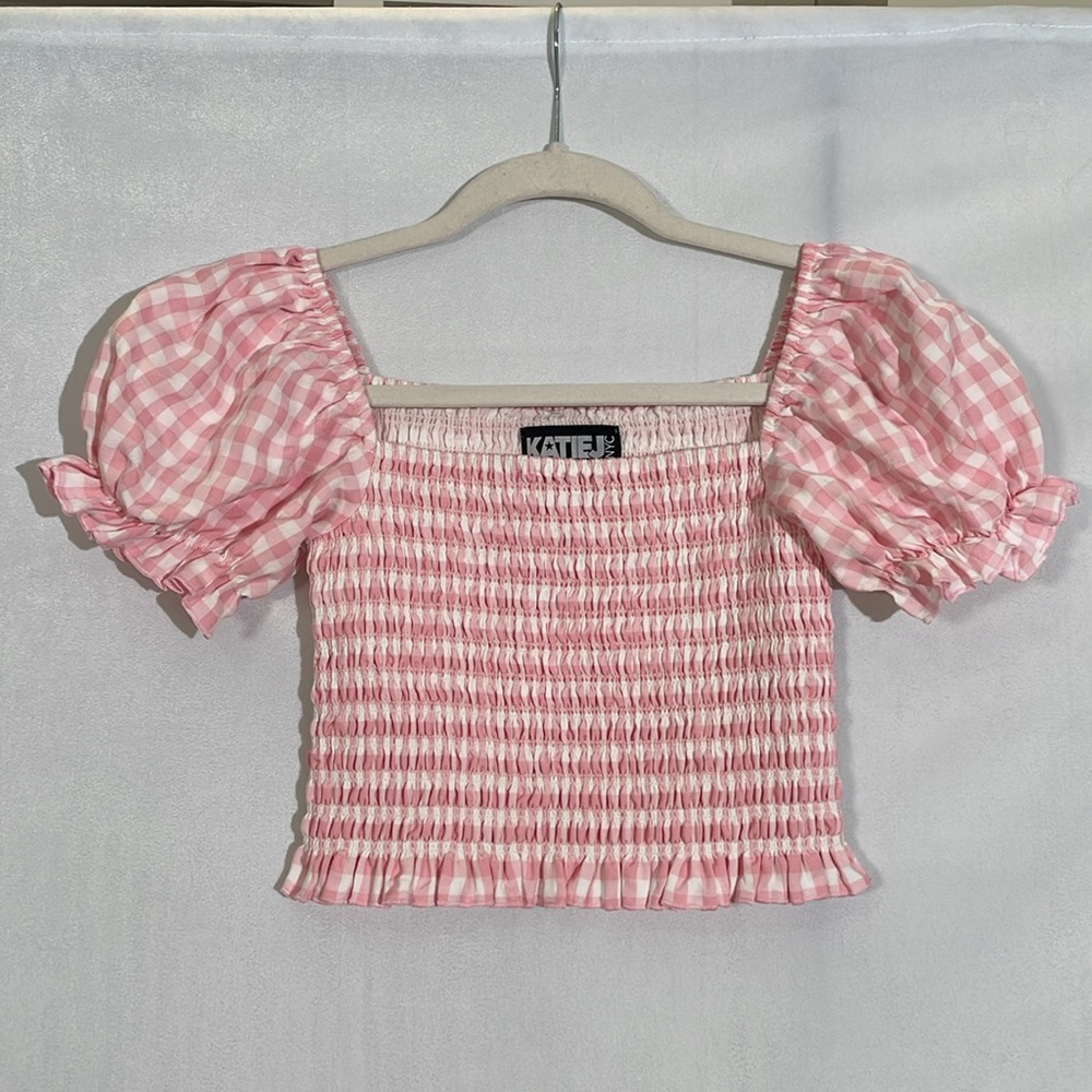 Katie J NYC Girl’s Marlee Smocked Top Puff Sleeve Size XL EUC - Picture 2 of 12